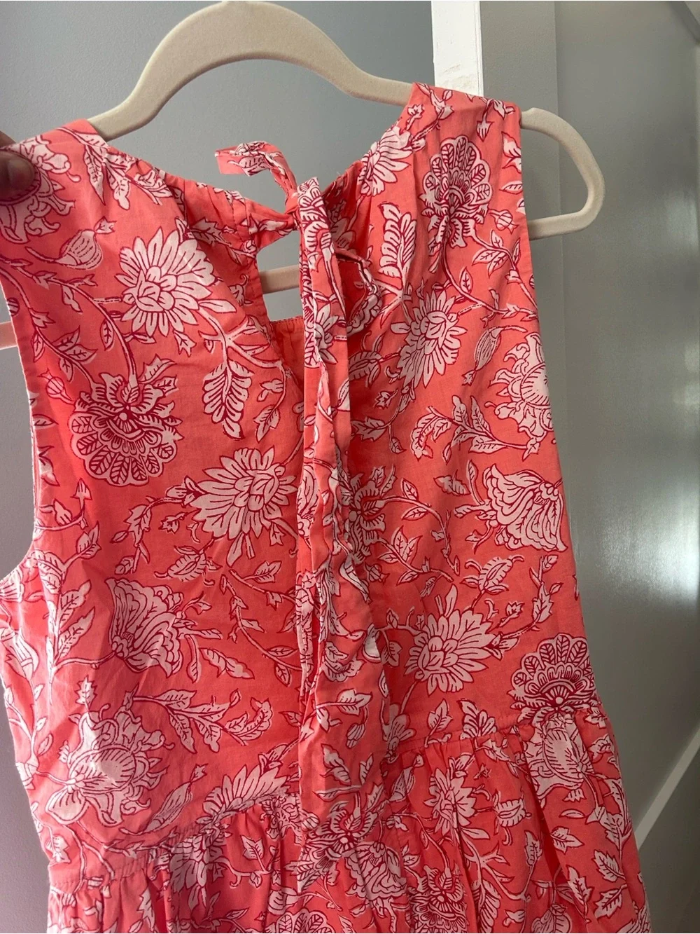 J. Crew Pink Floral Sleeveless Midi Dress with Back Bow